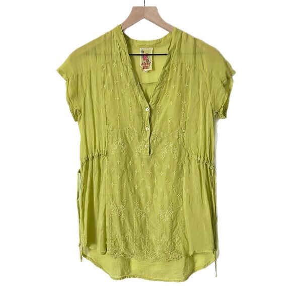 Johnny Was Embroidered Green Cupra Rayon Blouse Top Size XS - Picture 1 of 6